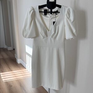 Parker White Puff Sleeve Mini Dress